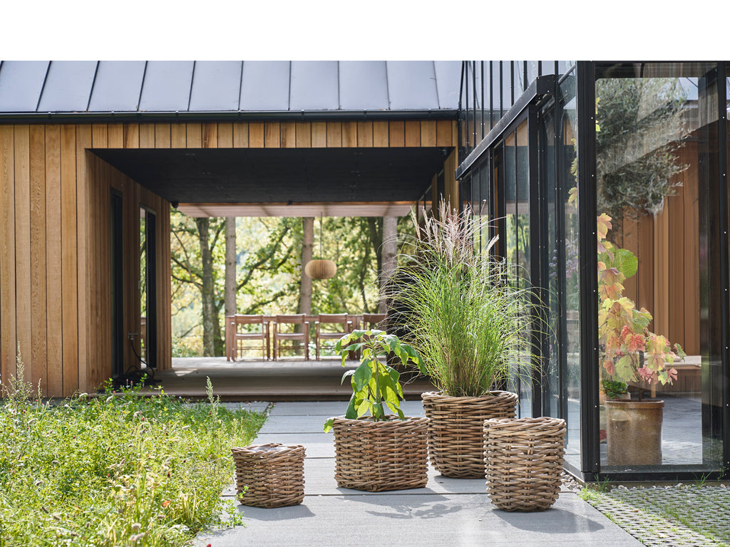 Plantenbak set van 2 Naturel riet