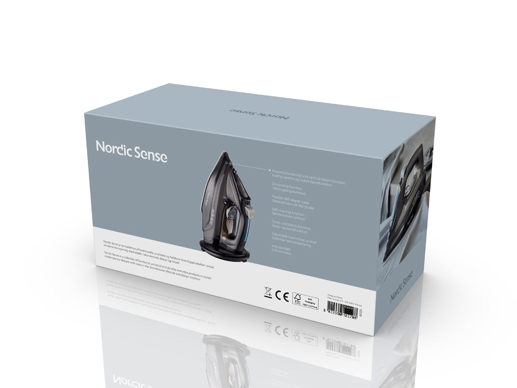 Nordic Sense stoomstrijkijzer, snoerloos, zwart - Accessoire Loods