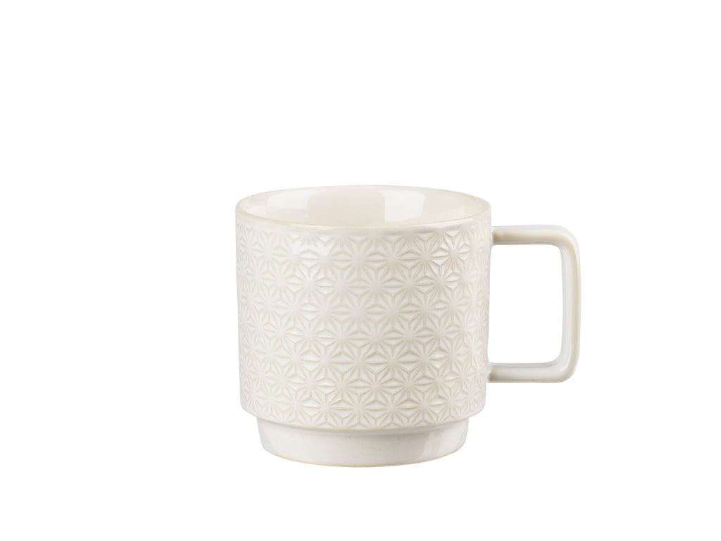 Villa Collection Elstra koffiekopjes met patroon gebroken wit - set van 4 - Accessoire Loods