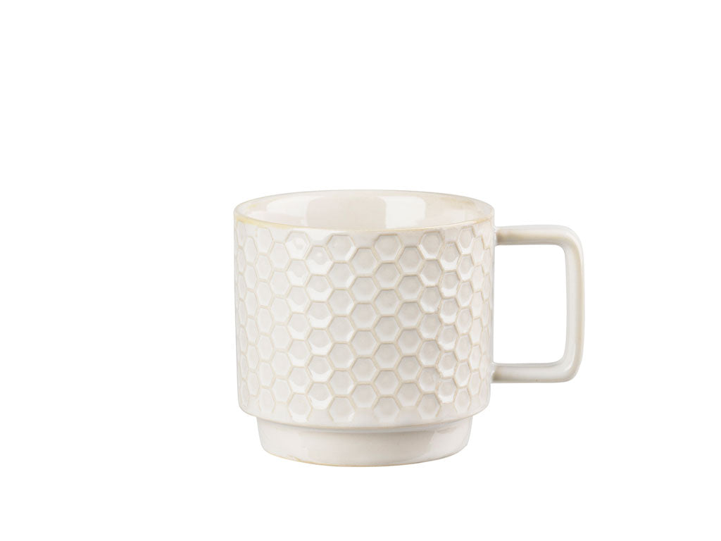 Villa Collection Elstra koffiekopjes met patroon gebroken wit - set van 4 - Accessoire Loods