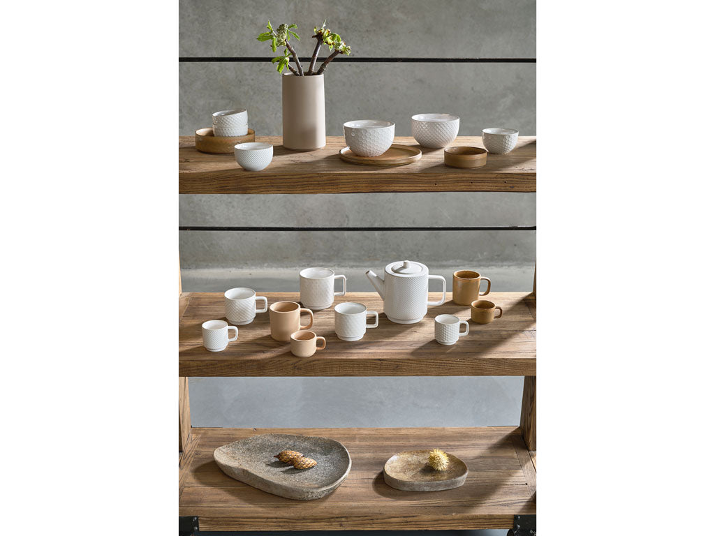 Villa Collection Elstra koffiekopjes met patroon gebroken wit - set van 4 - Accessoire Loods