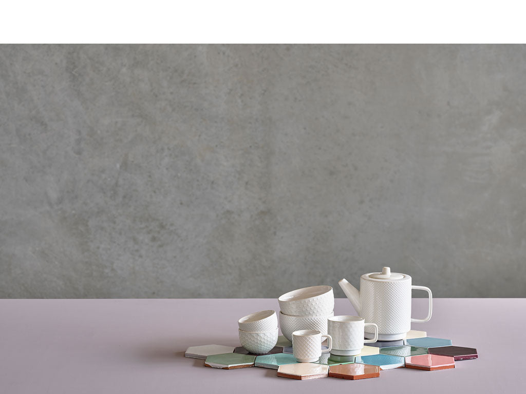 Villa Collection Elstra koffiekopjes met patroon gebroken wit - set van 4 - Accessoire Loods
