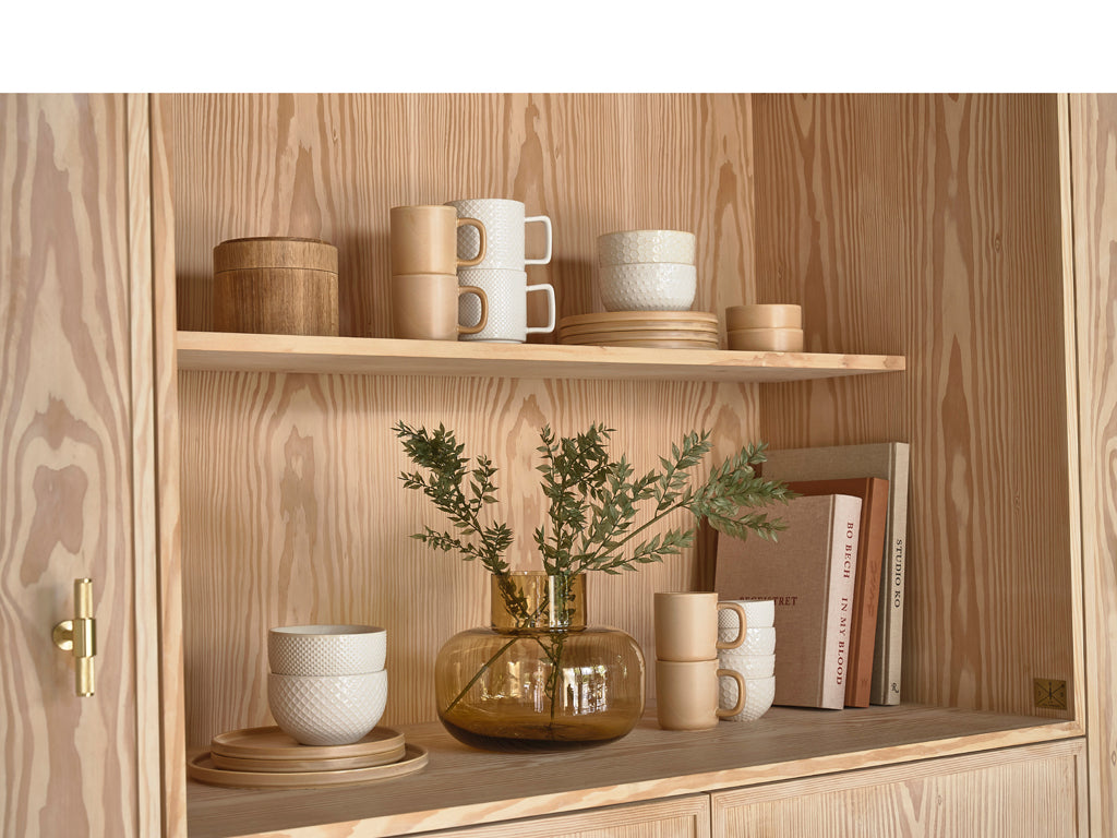 Villa Collection Elstra koffiekopjes met patroon gebroken wit - set van 4 - Accessoire Loods