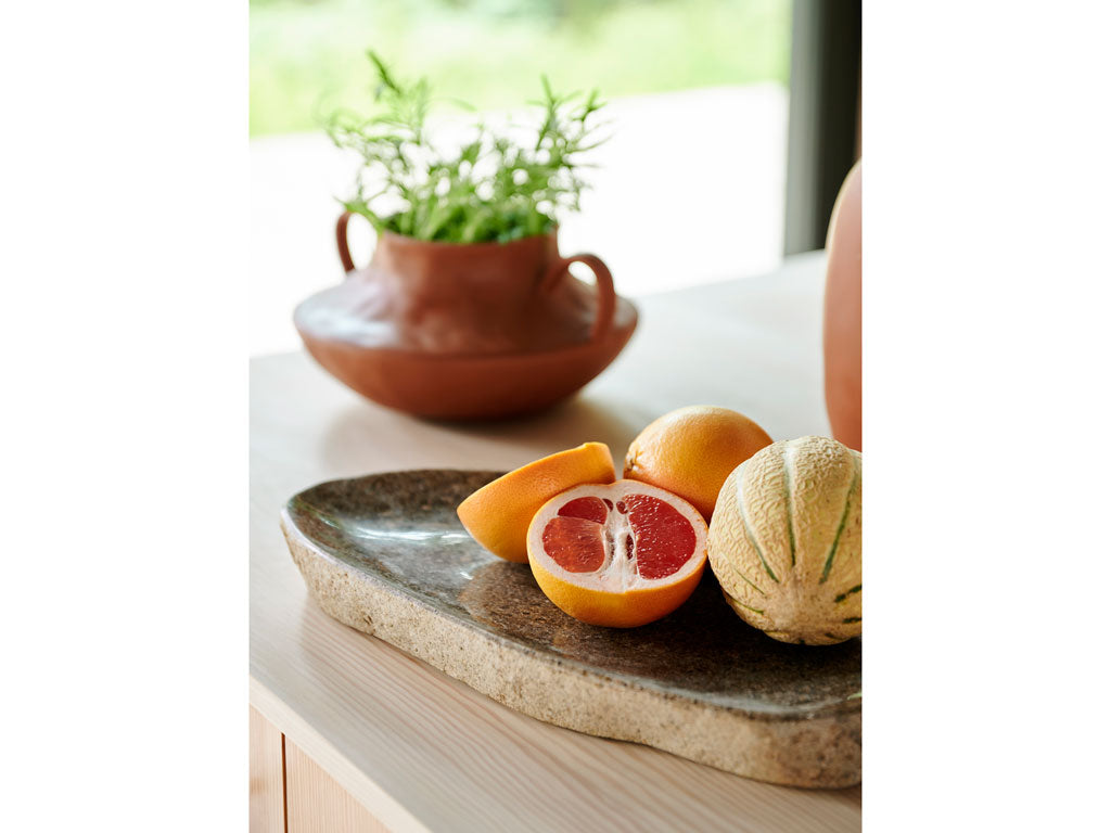 Villa Collection Bark Dish Dia. 40 x 6 cm Nature River stone - Accessoire Loods