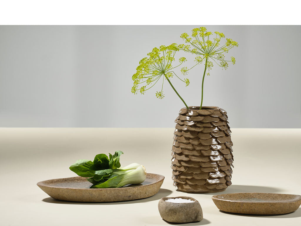 Villa Collection Bark Dish Dia. 40 x 6 cm Nature River stone - Accessoire Loods