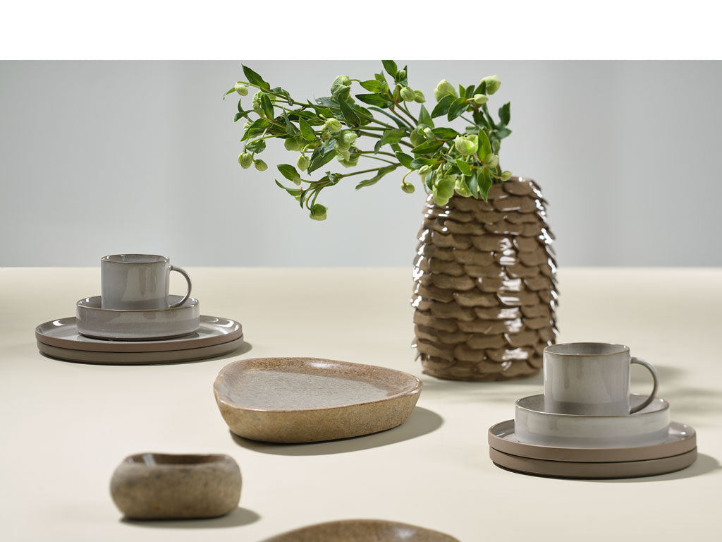 Villa Collection Bark Dish Dia. 40 x 6 cm Nature River stone - Accessoire Loods
