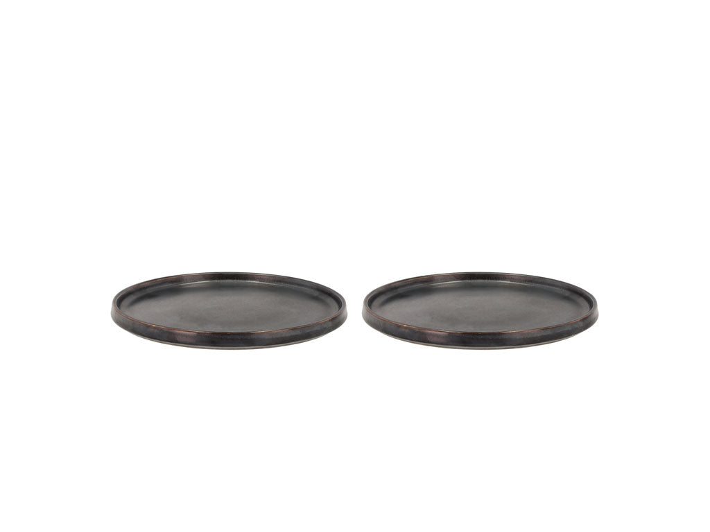 Villa Collection Fjord Lunchbord Dia 20,5 x 1,5 cm 2 st. Zwart metallic