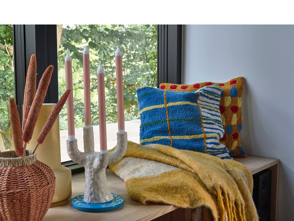 Villa Collection Retro Kussen 45 x 45 cm Amber/Rood/Blauw/Geel - Accessoire Loods