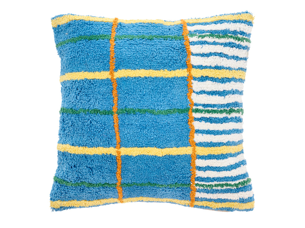 Villa Collection Dynamic Kussen 45x45 Blauw/Geel/Offwhi/Groen - Accessoire Loods