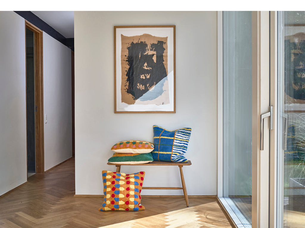 Villa Collection Dynamic Kussen 45x45 Blauw/Geel/Offwhi/Groen - Accessoire Loods