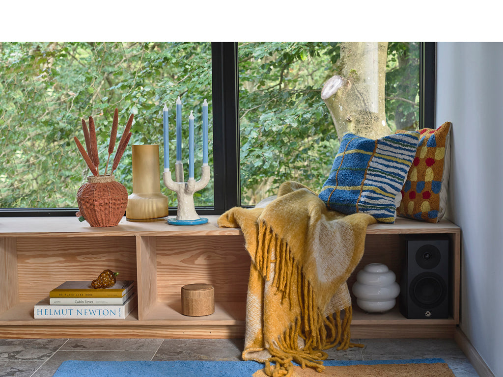 Villa Collection Dynamic Kussen 45x45 Blauw/Geel/Offwhi/Groen - Accessoire Loods