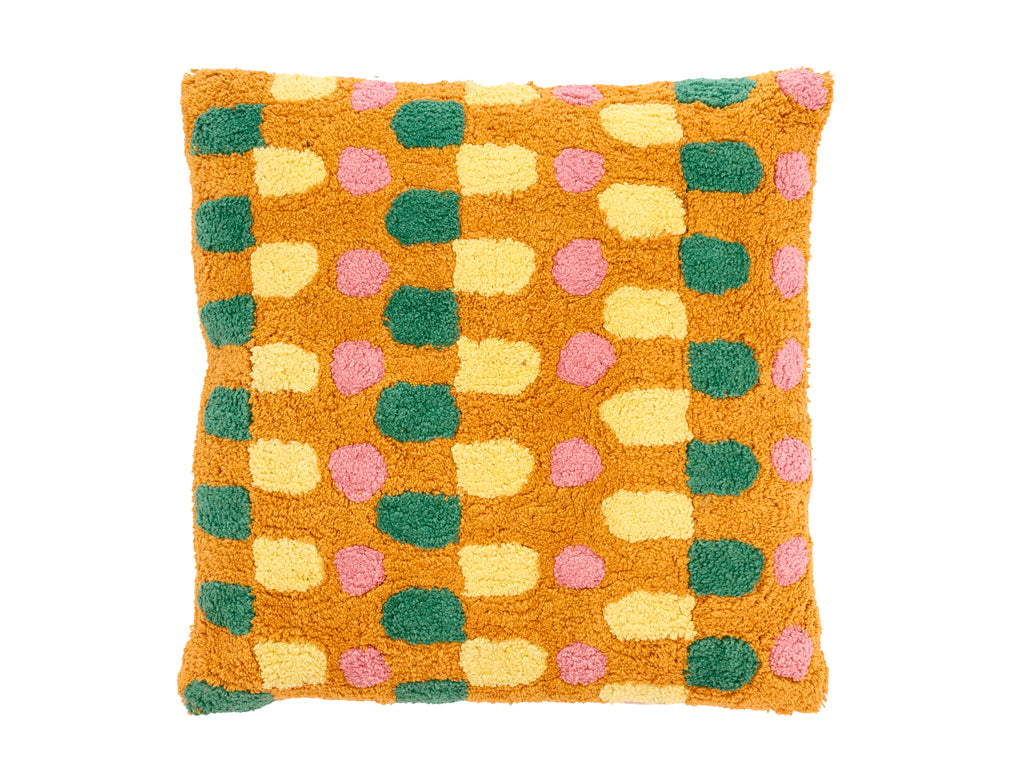 Villa Collection Retro Kussen 45 x 45 cm Roze/Groen/Amber/Geel - Accessoire Loods