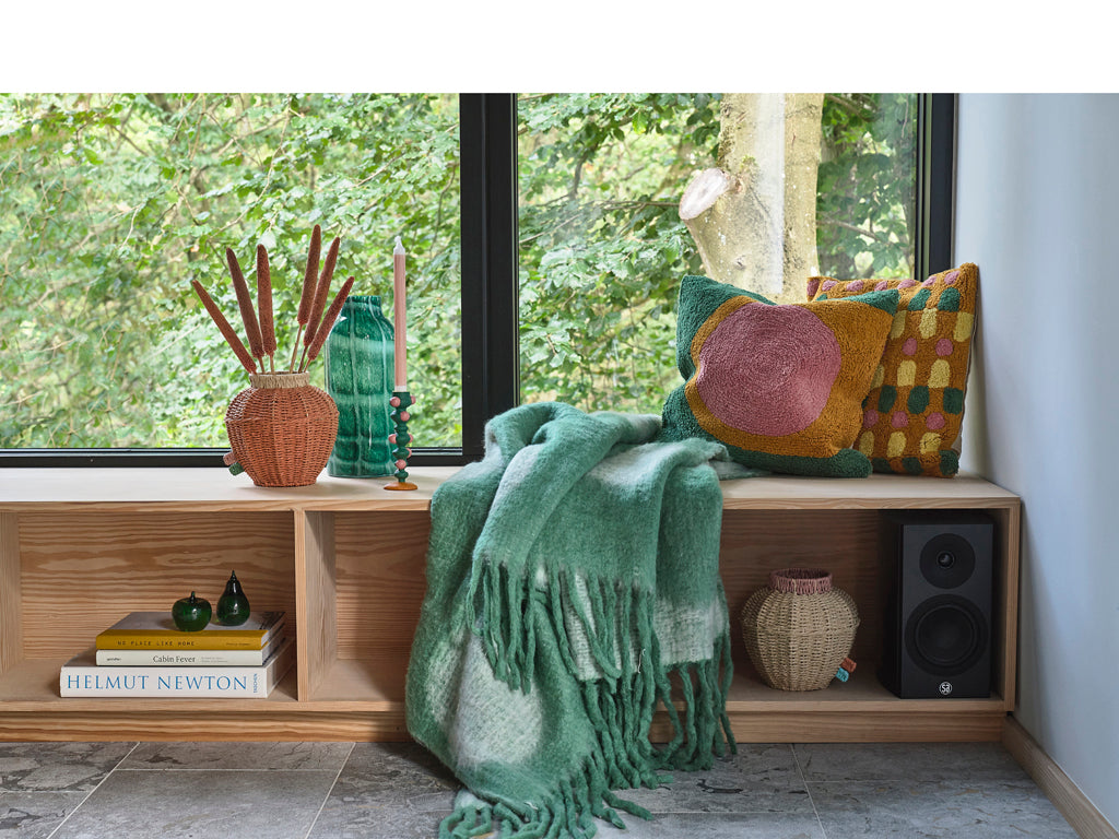 Villa Collection Retro Kussen 45 x 45 cm Roze/Groen/Amber/Geel - Accessoire Loods