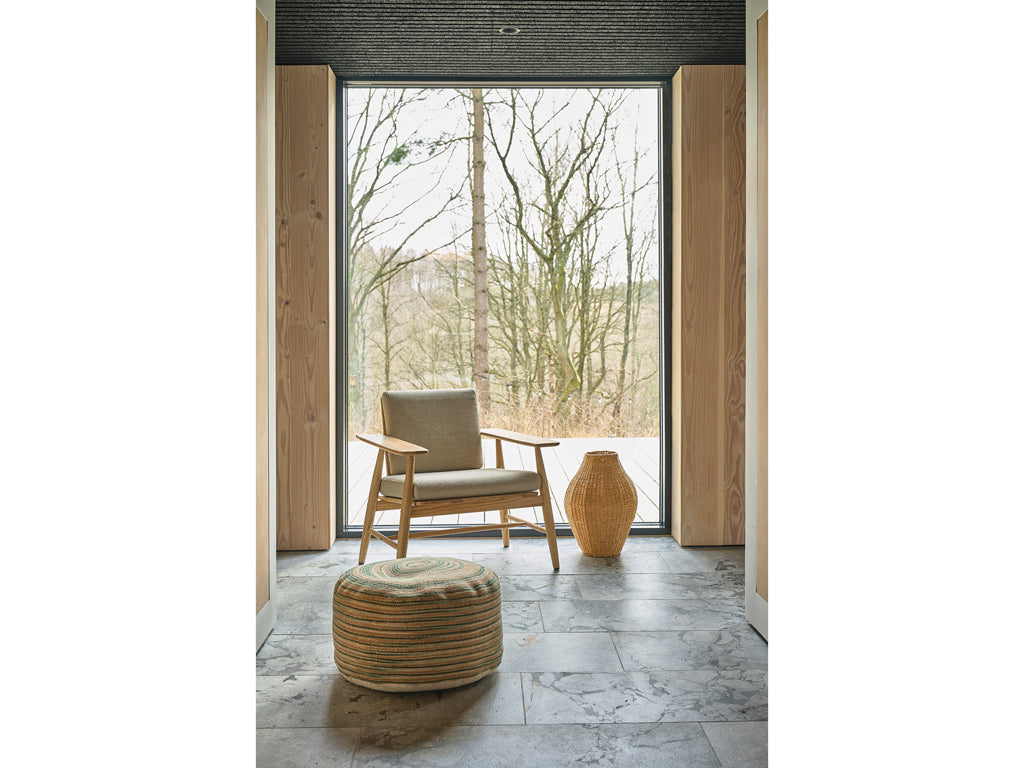 Villa Collection Vem Pouf Dia 30 x 60 cm Groen/Natuur/Roze - Accessoire Loods