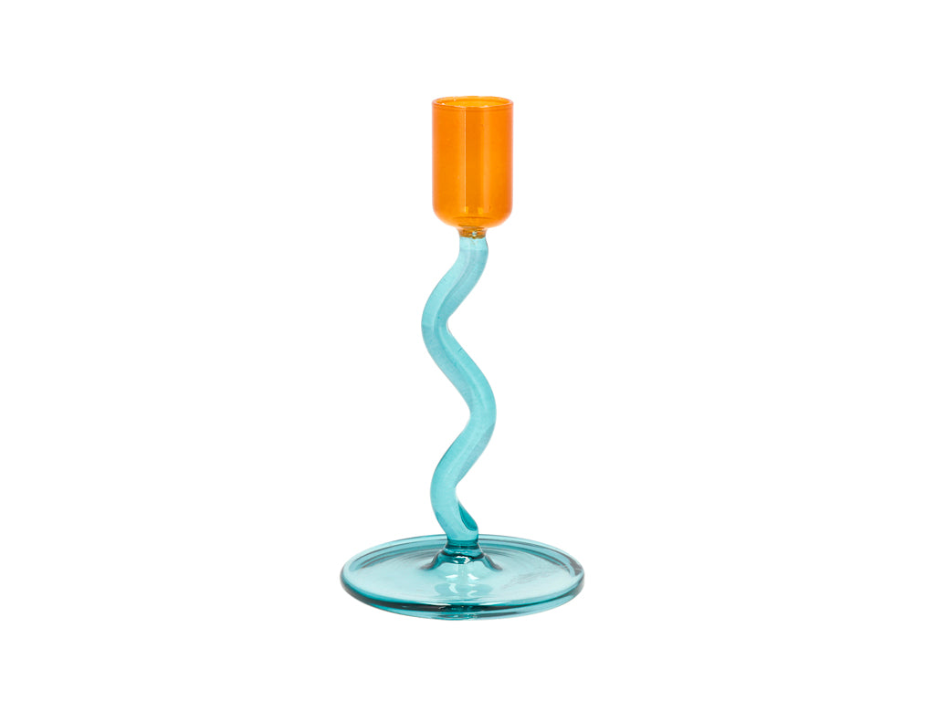 Villa Collection Vivid Glazen kaarshouder Dia 8,5 x 15,3 cm Blauw/Amber - Accessoire Loods