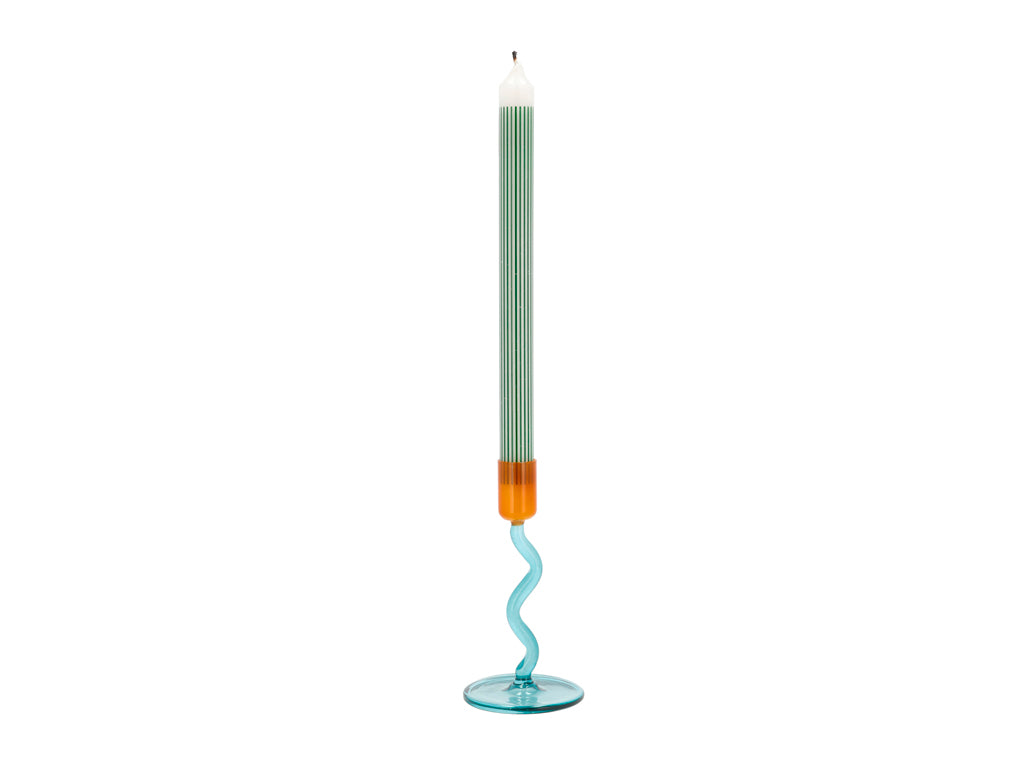 Villa Collection Vivid Glazen kaarshouder Dia 8,5 x 15,3 cm Blauw/Amber - Accessoire Loods