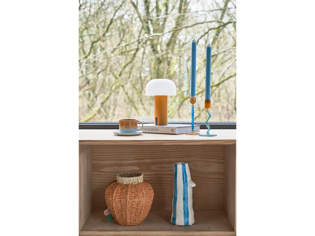 Villa Collection Vivid Glazen kaarshouder Dia 8,5 x 15,3 cm Blauw/Amber - Accessoire Loods