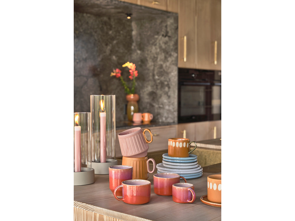 Villa Collection Allure Mok met handvat Dia 8,5 x 6 cm 0,16 liter 2 stuks Paars/Orange