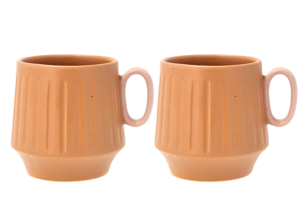 Villa Collection Styles Mok met handvat Dia 11,5 x 9,5 cm 0,3 liter 2 stuks Amber/Roze - Accessoire Loods