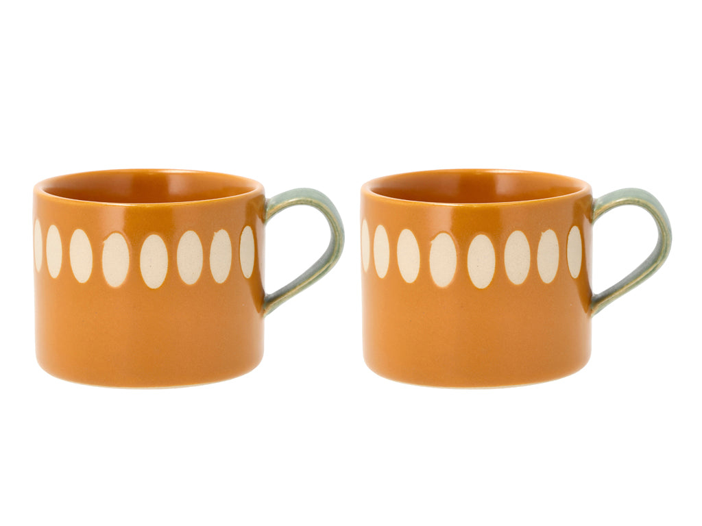 Villa Collection Styles Mok met handvat Dia 11,5 x 6,5 cm 0,2 liter 2 stuks Amber/Groen - Accessoire Loods