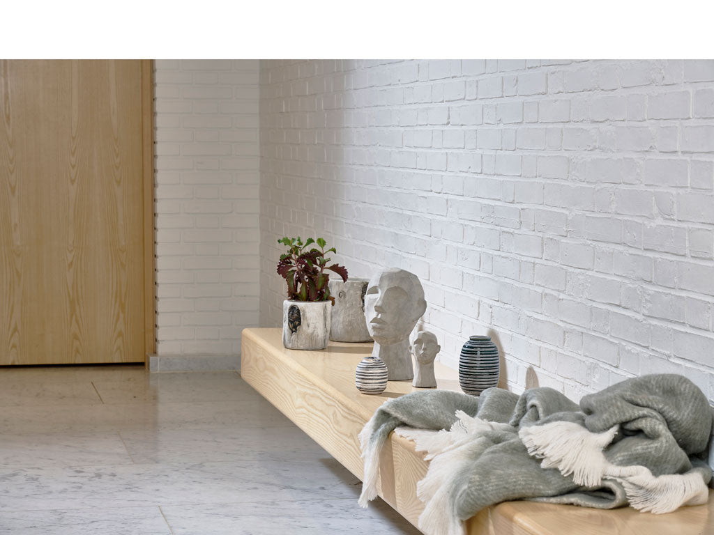 Villa Collection Beeld gezicht Grijs Cement 30 cm - Accessoire Loods