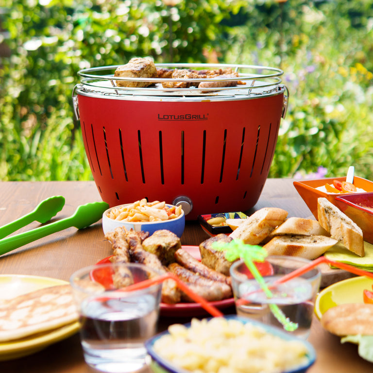 LotusGrill Classic Tafelbarbecue - Ø350mm - Rood - Accessoire Loods