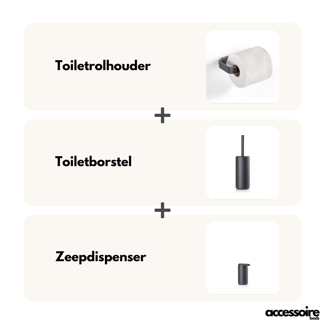 Zone Denmark Nova RIM Toilet accessoires set - Zwart - Accessoire Loods