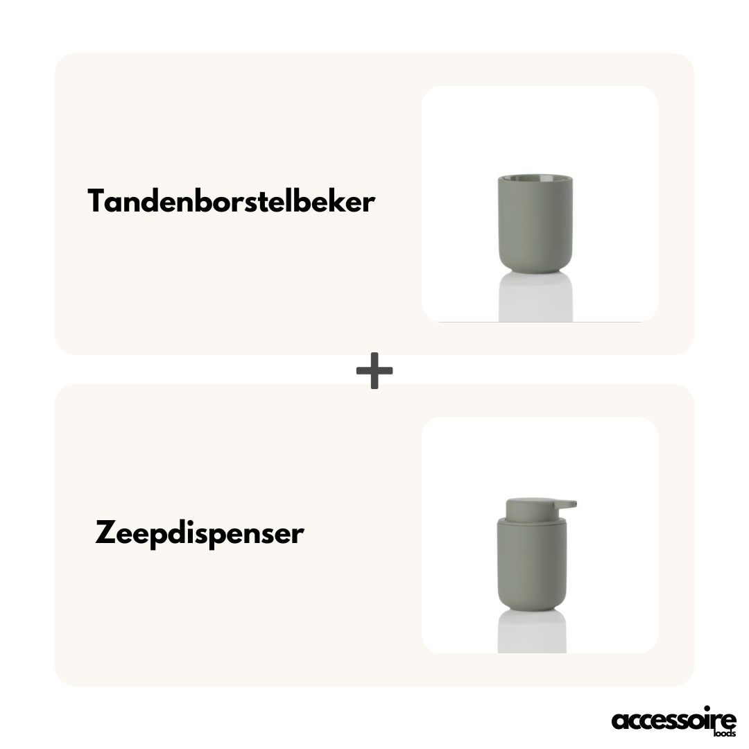 Zone Denmark - UME - Tandenborstel beker + Zeepdispenser - Accessoire Loods