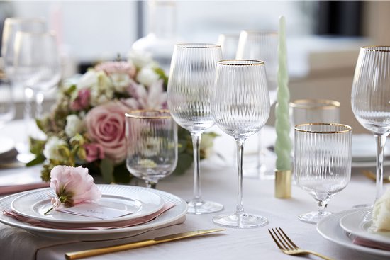 Lyngby Glas - Palermo Gold - Wit wijnglas 30 cl - Set van 4 - Accessoire Loods