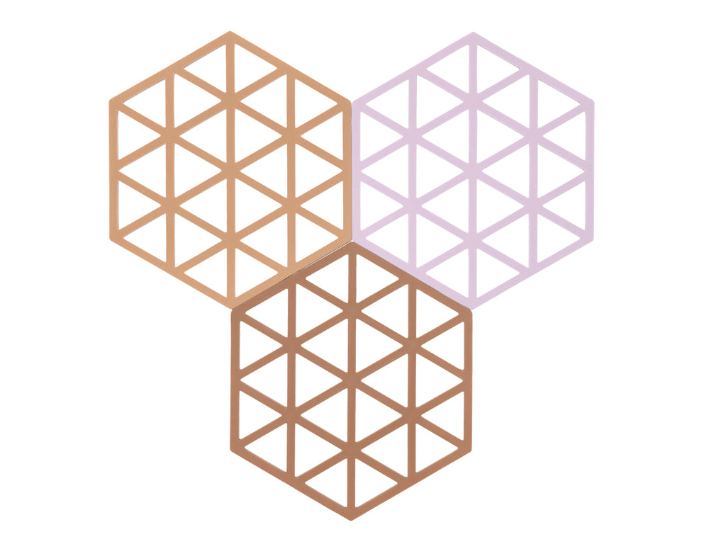 Zone Denmark - Set van 3 onderzetters - Triangles - Licht Terracotta/Lupine/Amandel - Accessoire Loods