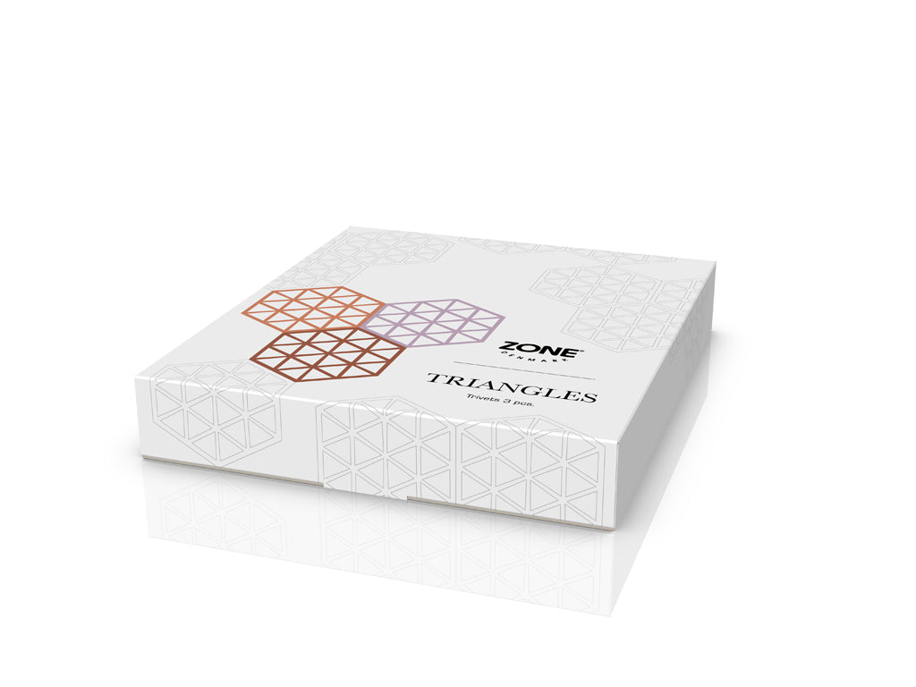 Zone Denmark - Set van 3 onderzetters - Triangles - Licht Terracotta/Lupine/Amandel - Accessoire Loods