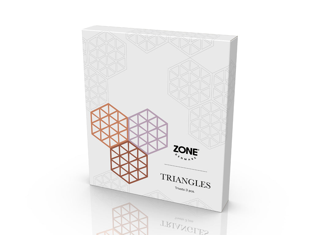 Zone Denmark - Set van 3 onderzetters - Triangles - Licht Terracotta/Lupine/Amandel - Accessoire Loods