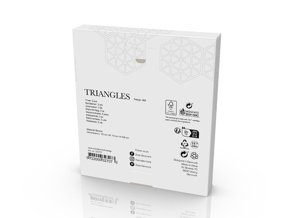 Zone Denmark - Set van 3 onderzetters - Triangles - Licht Terracotta/Lupine/Amandel - Accessoire Loods