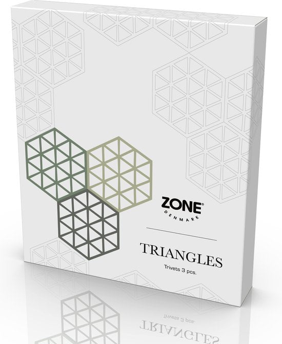 Zone Denmark - Set van 3 onderzetters - Triangles - Rosemary/Matcha/Olive Taupe - Accessoire Loods