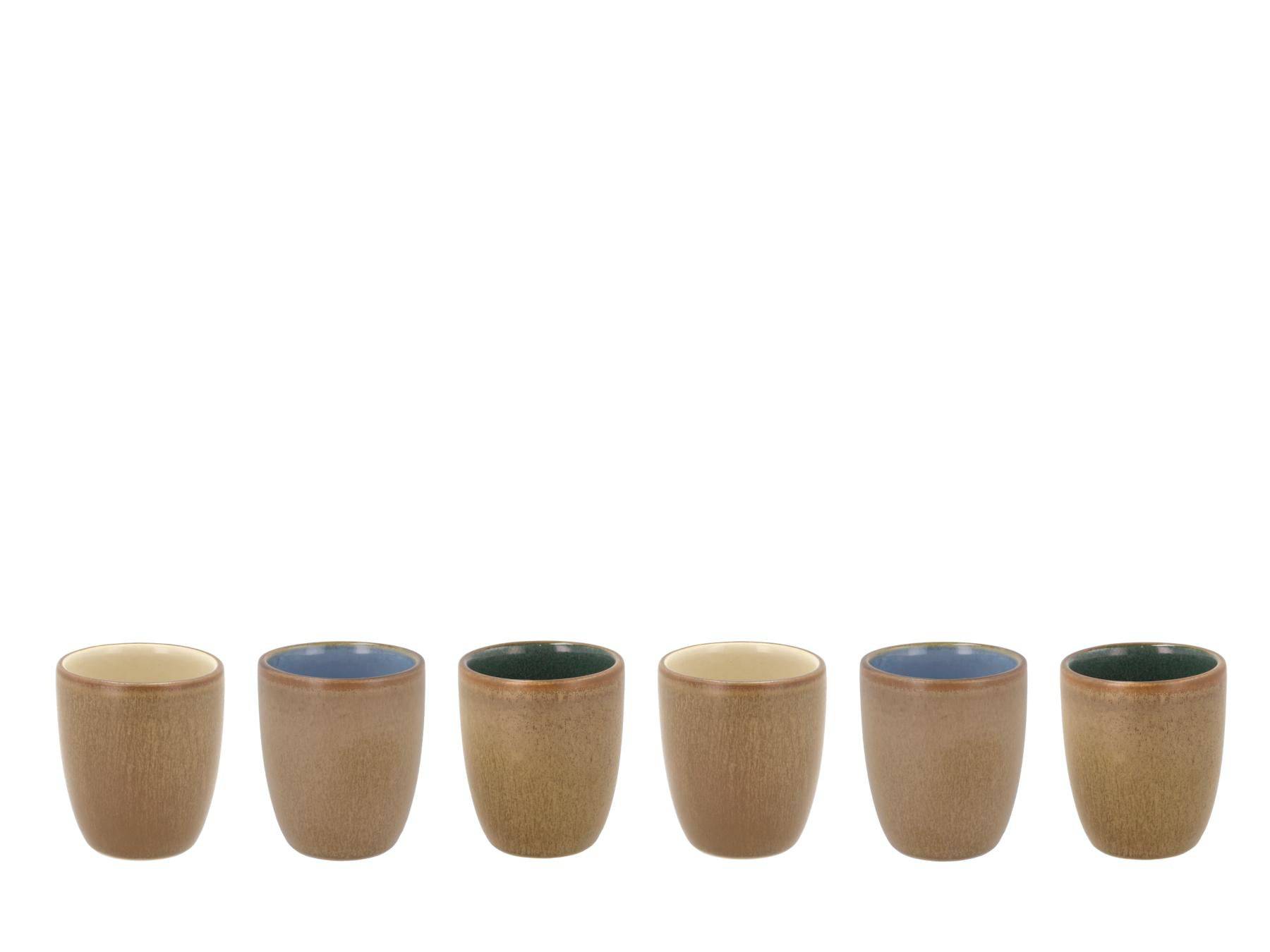 Bitz Espresso kopjes 'Wood' 90 ml - set van 6 stuks - colour mix - BITZ - Accessoire Loods