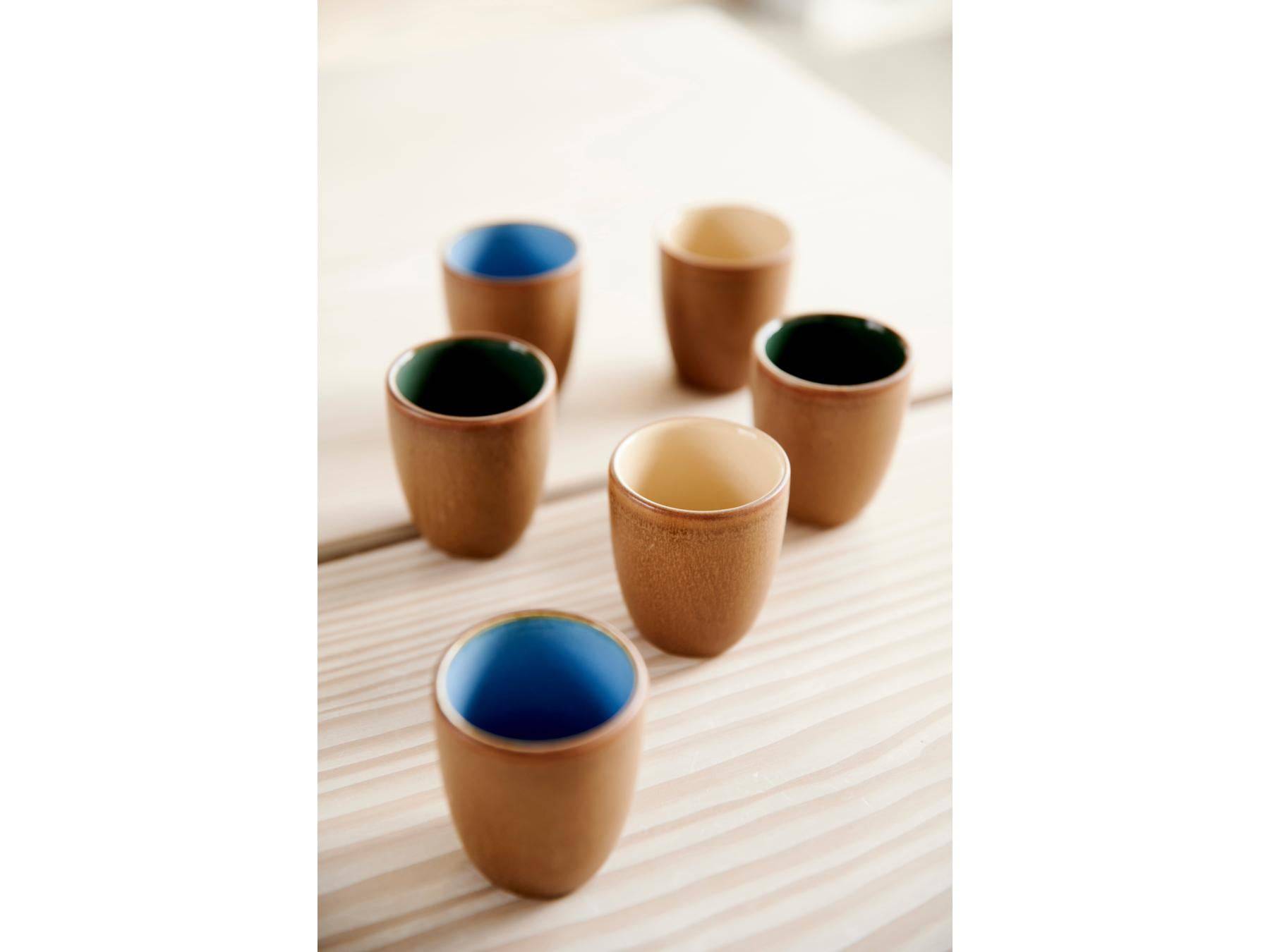 Bitz Espresso kopjes 'Wood' 90 ml - set van 6 stuks - colour mix - BITZ - Accessoire Loods