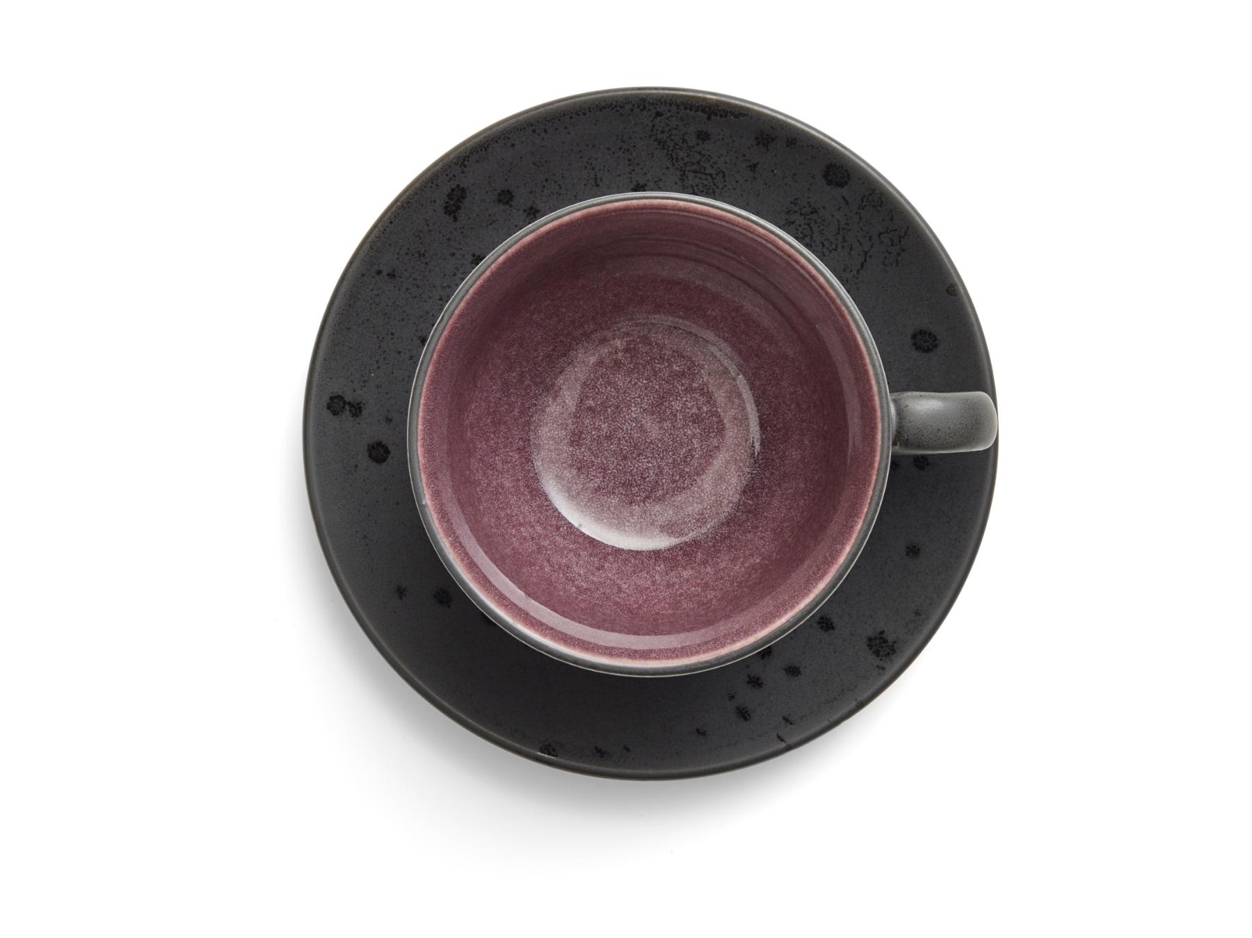 Bitz Koffiekop (240ml) + schotel van zwart aardewerk met gekleurde binnenkant (8 - Delig) - BITZ - Accessoire Loods