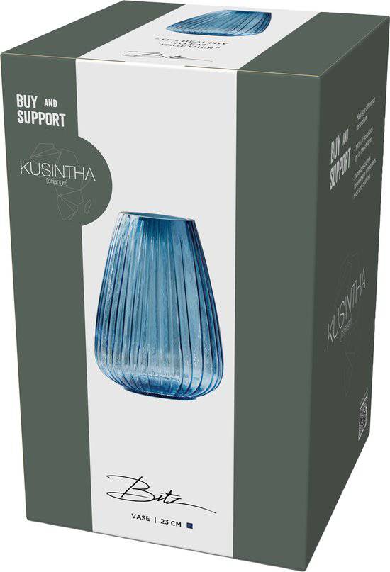 BITZ Kusintha Vaas 22 cm Blauw - BITZ - Accessoire Loods