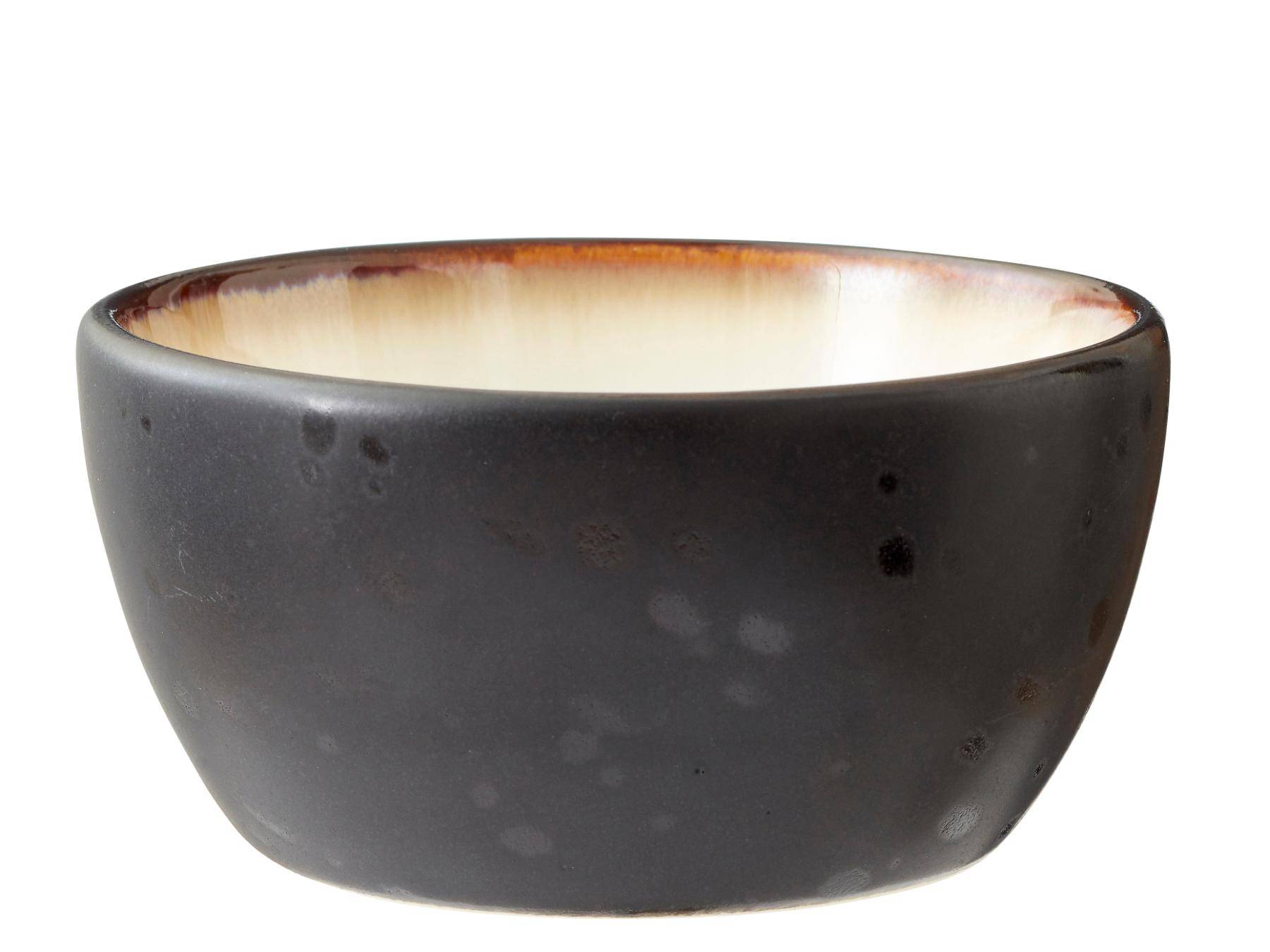 Bitz schaaltjes van zwart aardewerk, met diverse kleuren binnenwerk - 10 cm - set van 4 stuks (in prachtige gift box) - BITZ - Accessoire Loods