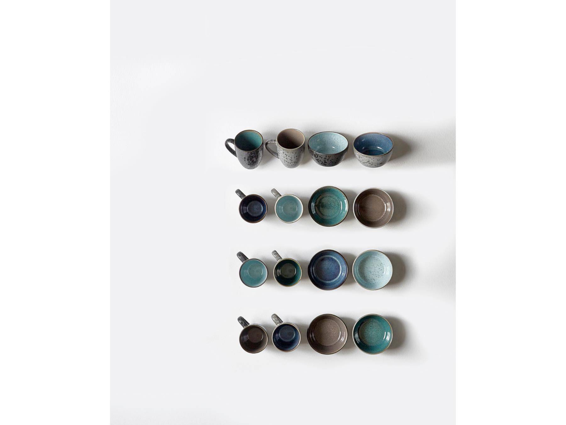 Koffiemok / theemok (300ml) zwart aardewerk met gekleurde binnenkant (4 - delig) - BITZ - Accessoire Loods