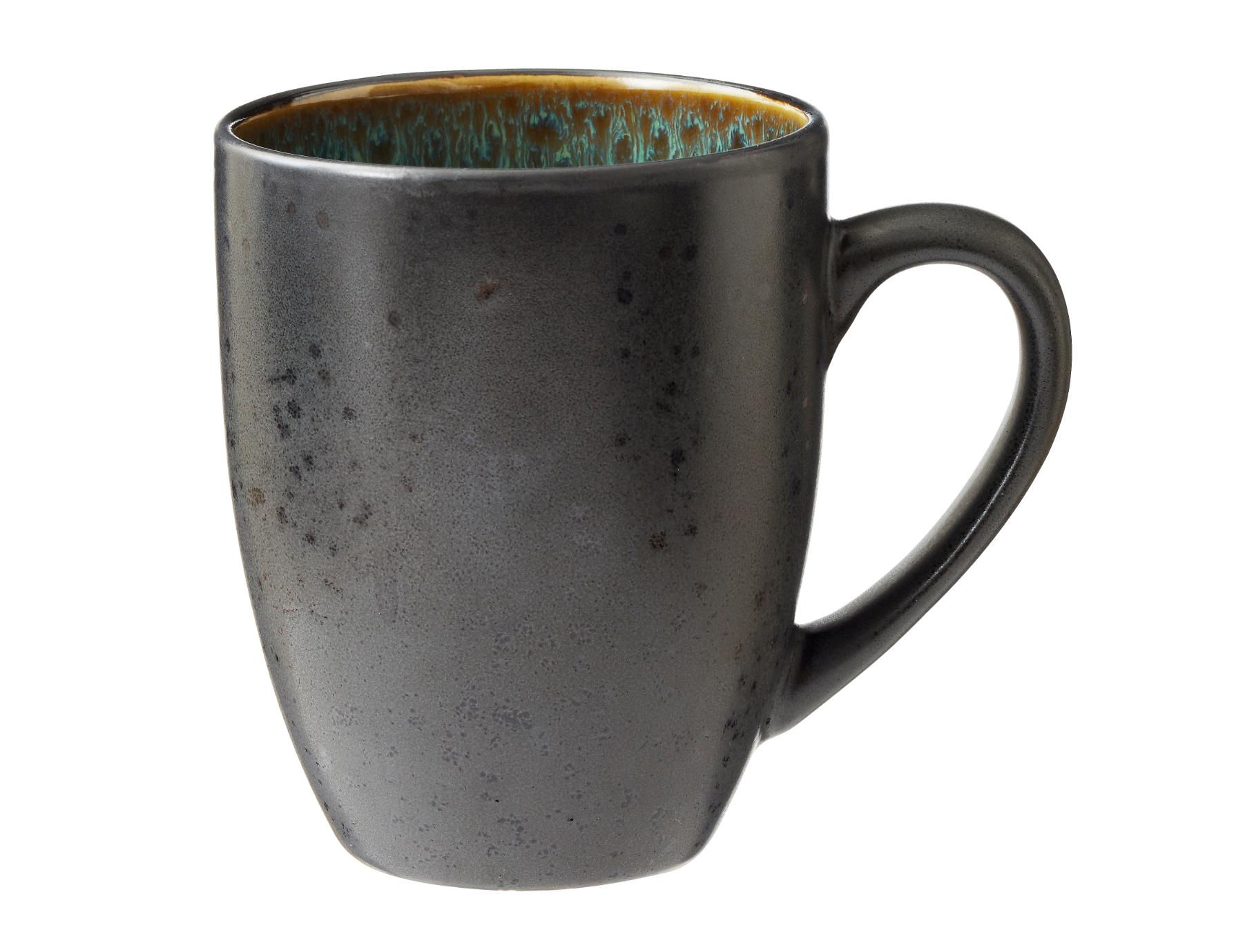 Koffiemok / theemok (300ml) zwart aardewerk met gekleurde binnenkant (4 - delig) - BITZ - Accessoire Loods