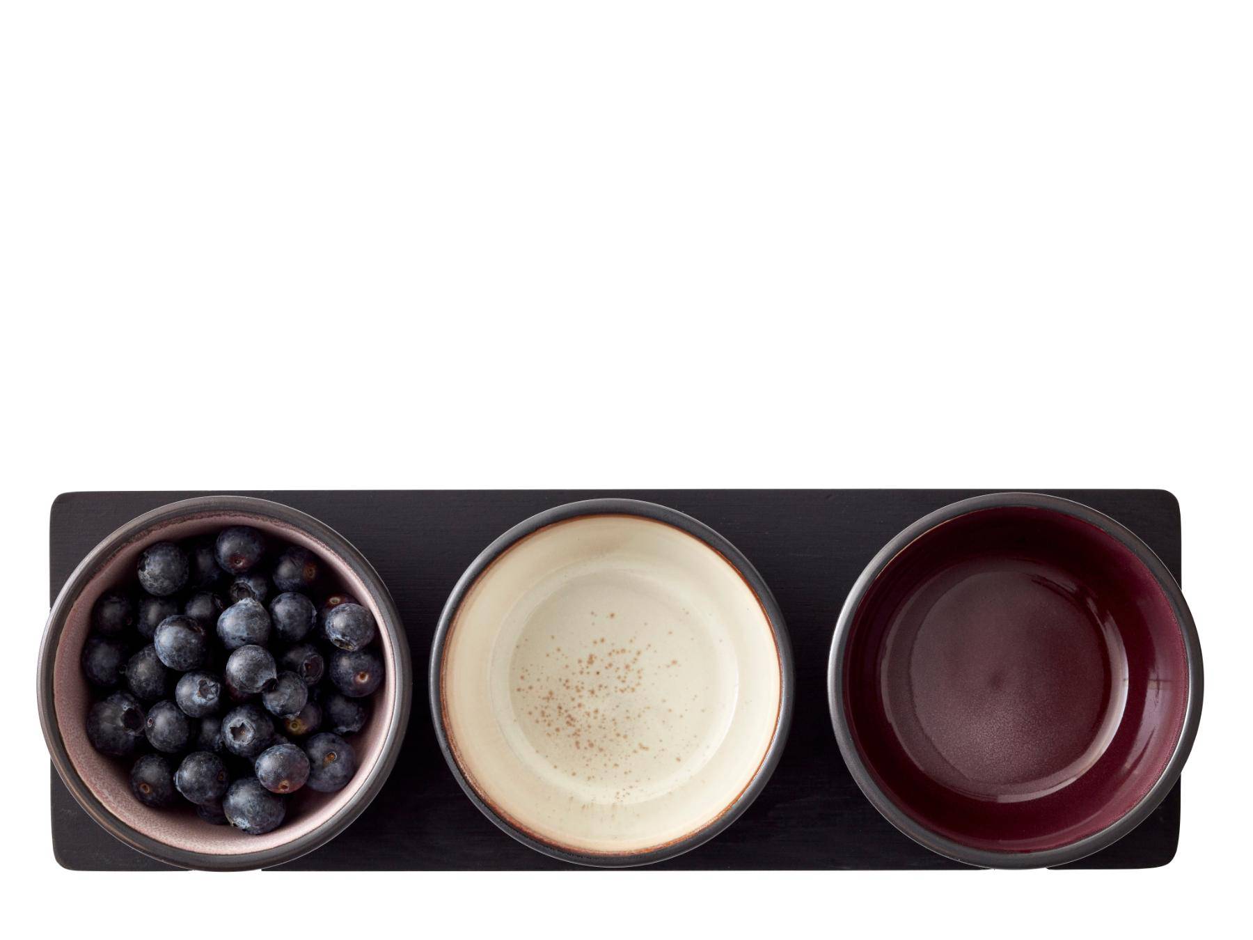 Bitz Cabaret set van 3 schaaltjes (10 cm diameter) + serveertray - Lila, Lichtroze, Crème - Accessoire Loods