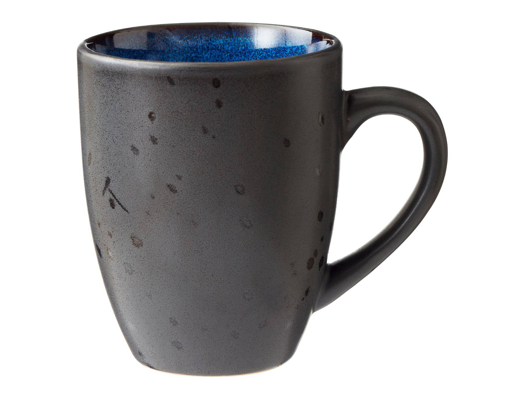Bitz koffie / thee) mok (300ml) van zwart aardewerk met (donker) gekleurde binnenkant (4-Delig) - Accessoire Loods