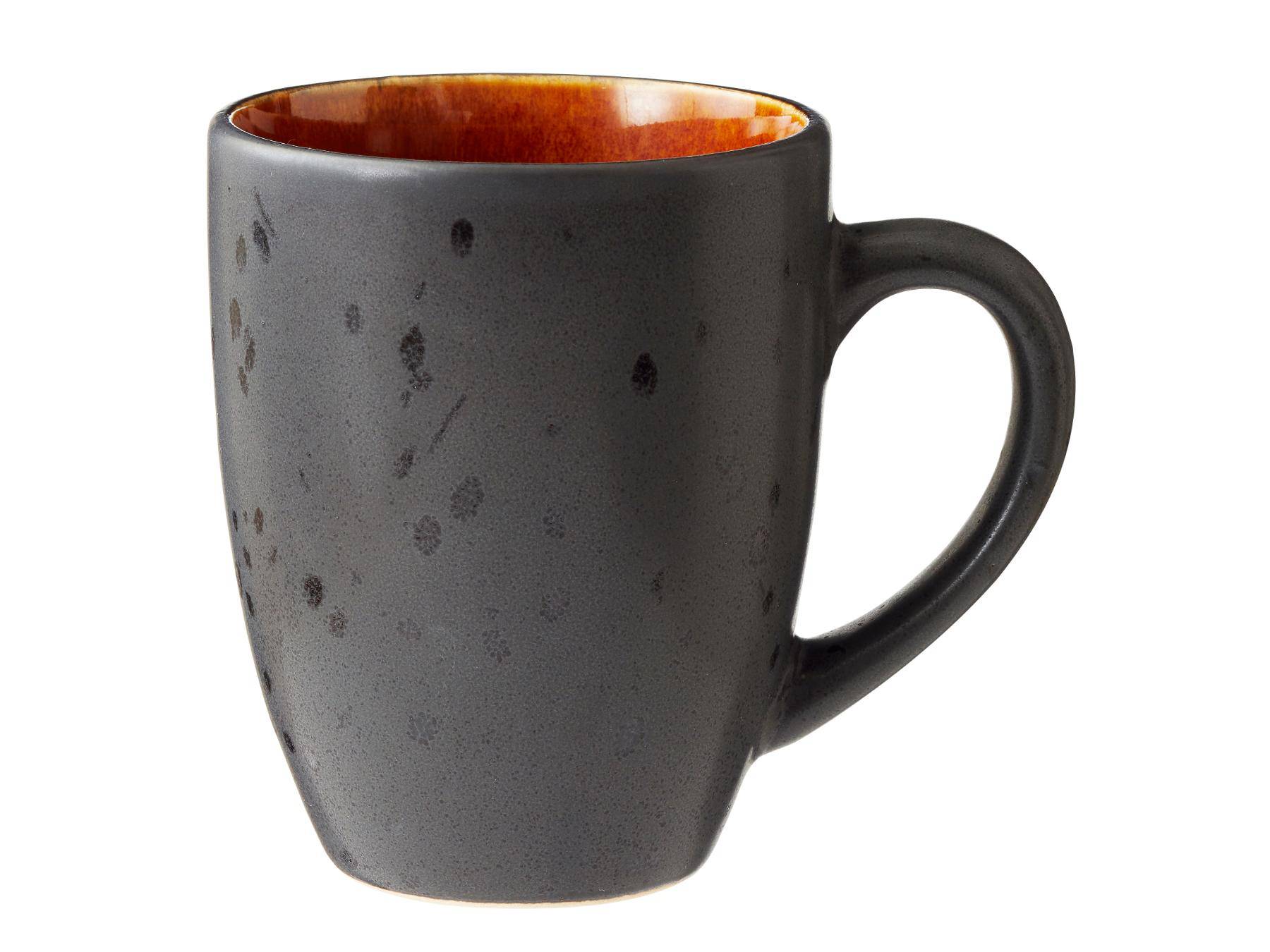 Bitz koffie / thee) mok (300ml) van zwart aardewerk met (donker) gekleurde binnenkant (4-Delig) - Accessoire Loods