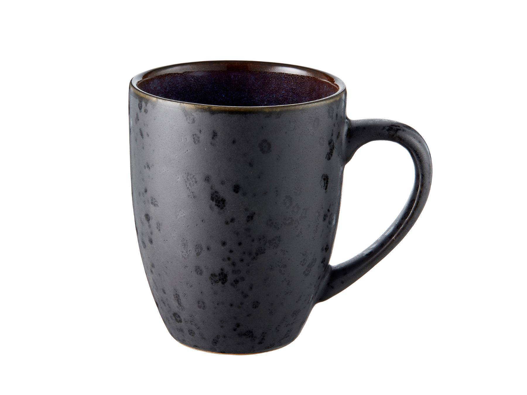Bitz koffie / thee) mok (300ml) van zwart aardewerk met (donker) gekleurde binnenkant (4-Delig) - Accessoire Loods