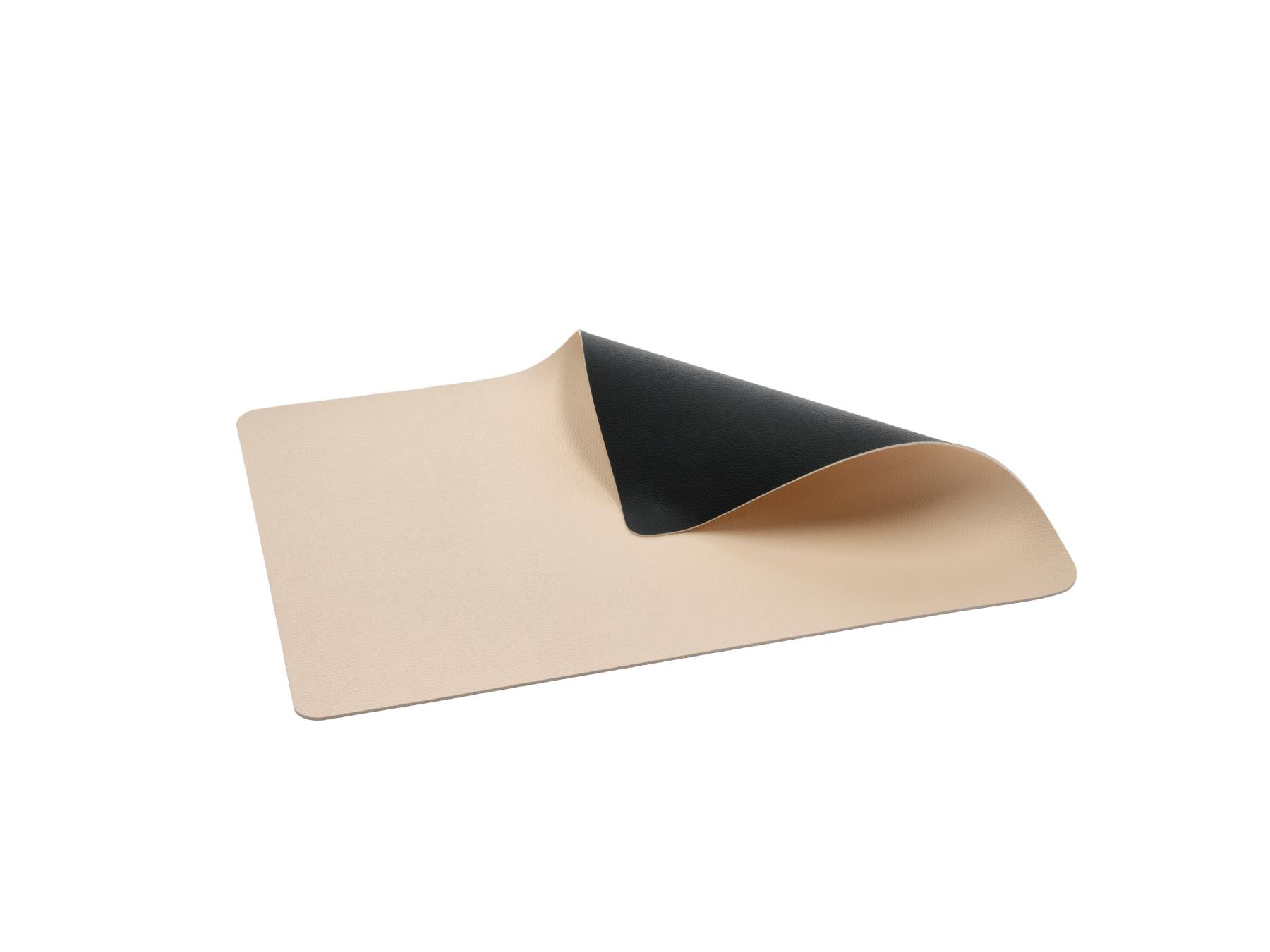 Bitz Placemat imitatie leer - dubbelzijdig te gebruiken Zwart/ Bruin 46 x 33 cm - set van 4 stuks - Accessoire Loods