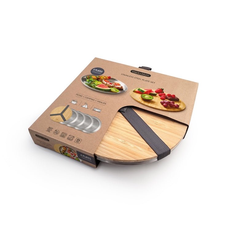 Black+Blum Stainless Steel Plate - RVS borden set van 4 - Black+Blum - Accessoire Loods