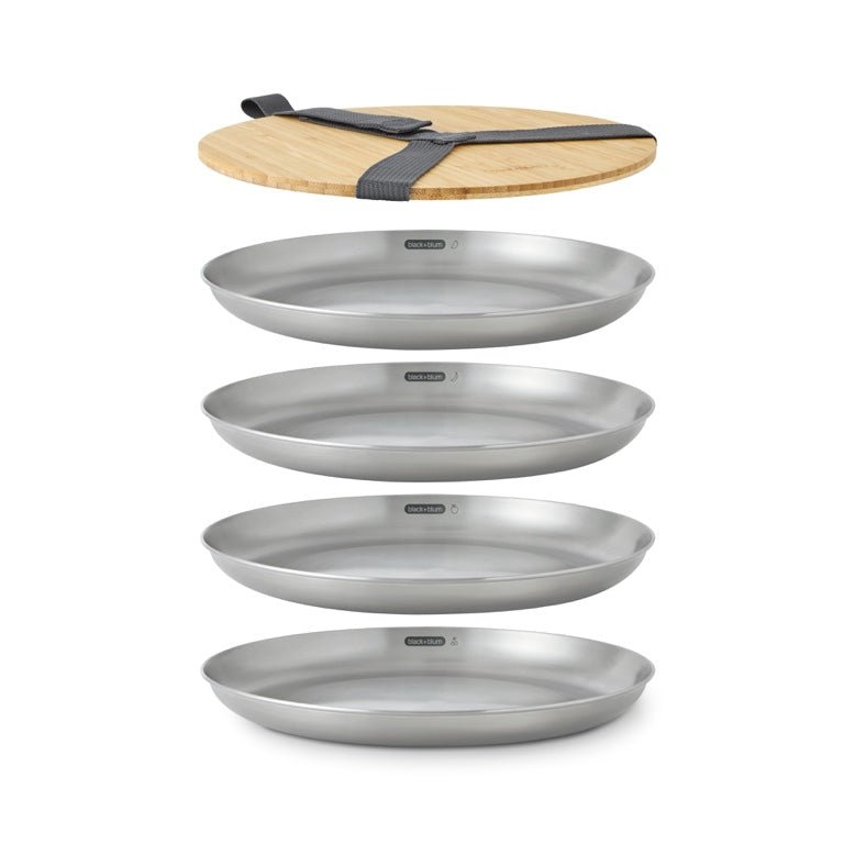 Black+Blum Stainless Steel Plate - RVS borden set van 4 - Black+Blum - Accessoire Loods