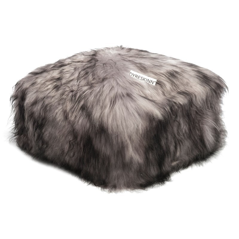 Poef schapenvacht IJslands | Melange grijs, vierkant | 60x60x40cm - Dyreskinn - Accessoire Loods