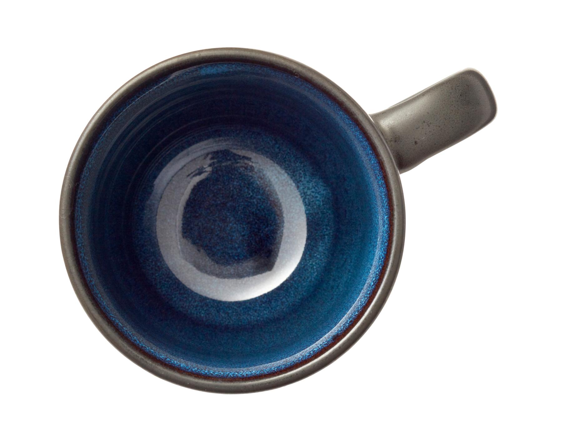 Bitz koffie / thee) mok (300ml) van zwart aardewerk met (donker) gekleurde binnenkant (4-Delig) - Accessoire Loods